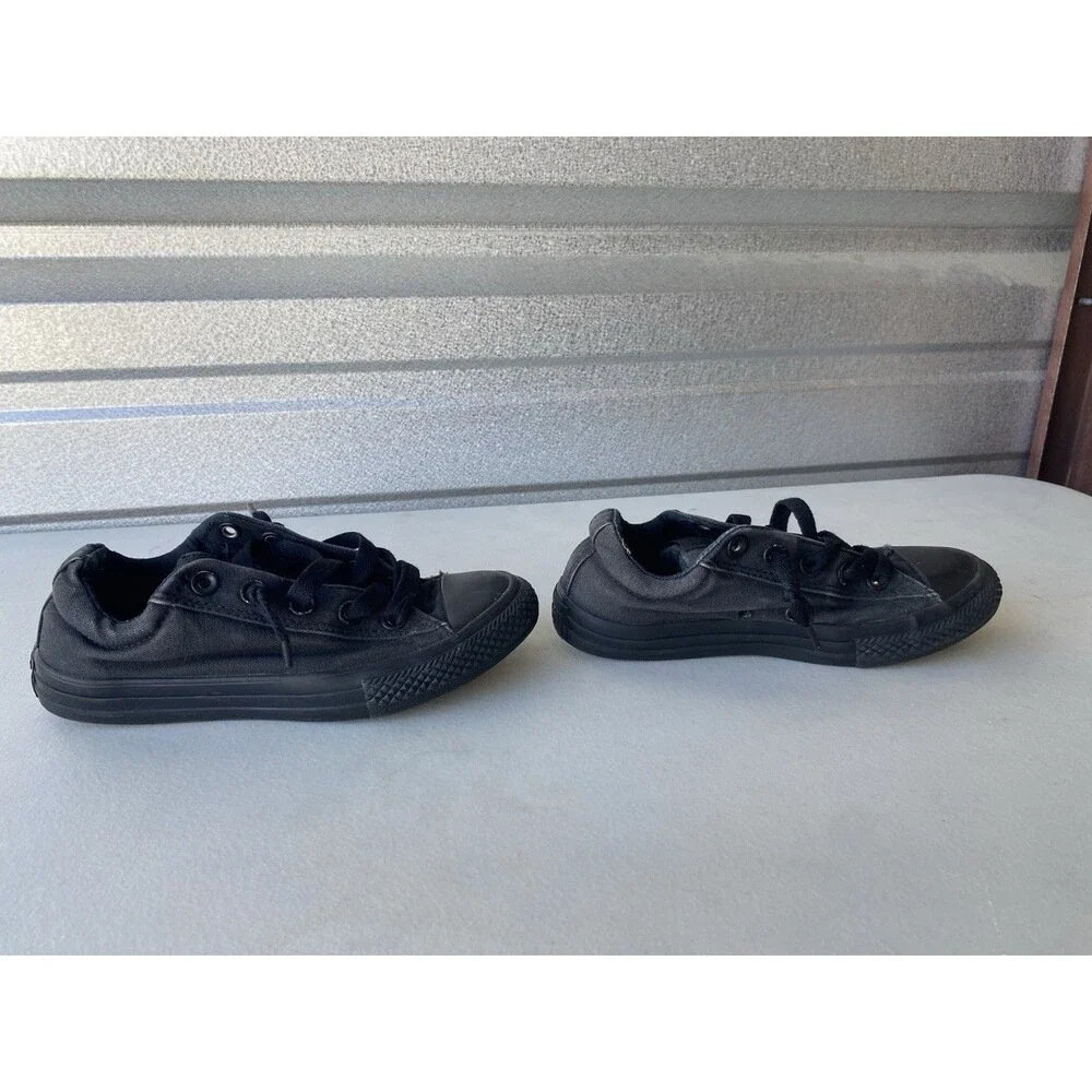 Converse Chuck Taylor All Star Street Ox Black Mono Slip On Shoes Junior Size 2